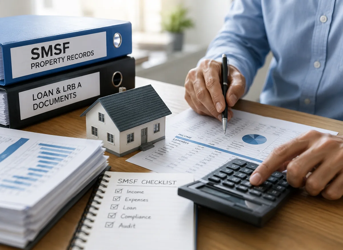 SMSF property accounting workpapers, rental records, loan interest and audit documentation